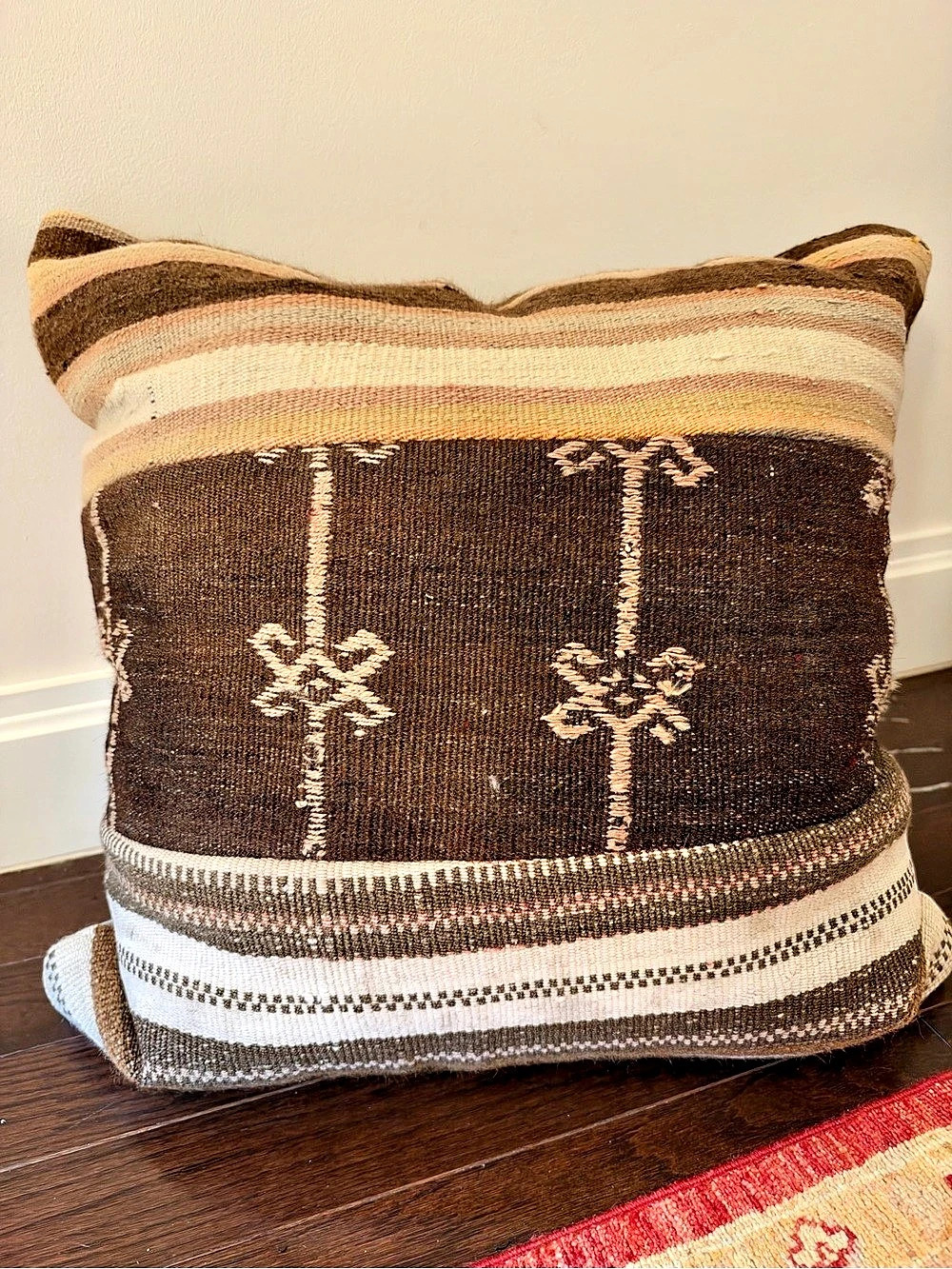 Woven Geometric Accent Pillowcase in Brown & Beige (insert not included)